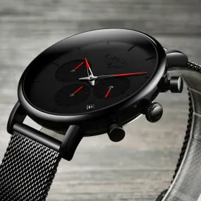 Men's Mesh Belt Personality Ultra Thin Fashion Multi-Functional Waterproof Quartz Watch Watch