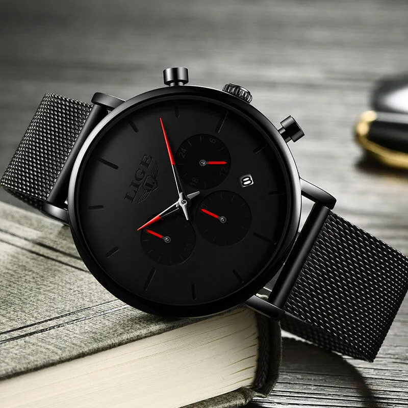 Men's Mesh Belt Personality Ultra Thin Fashion Multi-Functional Waterproof Quartz Watch Watch