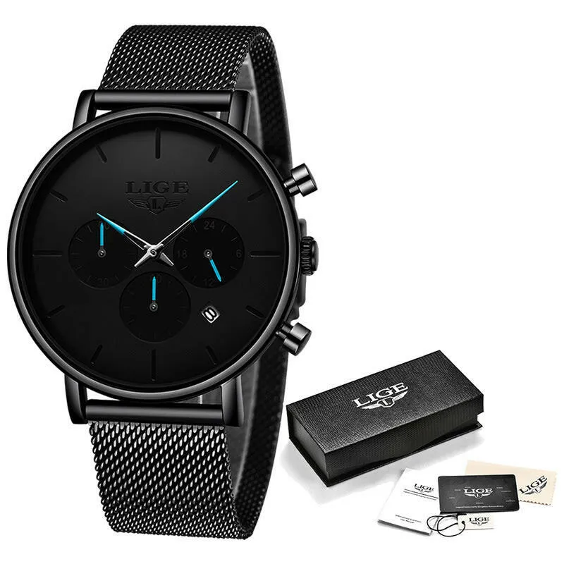 Men's Mesh Belt Personality Ultra Thin Fashion Multi-Functional Waterproof Quartz Watch Watch