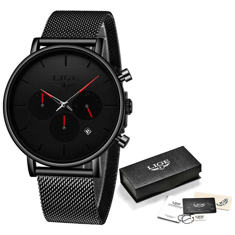 Men's Mesh Belt Personality Ultra Thin Fashion Multi-Functional Waterproof Quartz Watch Watch