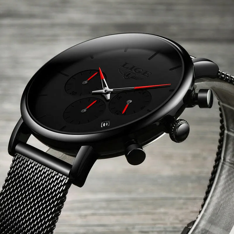 Men's Mesh Belt Personality Ultra Thin Fashion Multi-Functional Waterproof Quartz Watch Watch