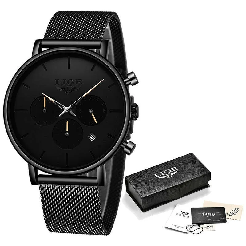 Men's Mesh Belt Personality Ultra Thin Fashion Multi-Functional Waterproof Quartz Watch Watch