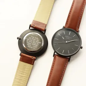 Men's Minimalist Engraved Watch In Walnut