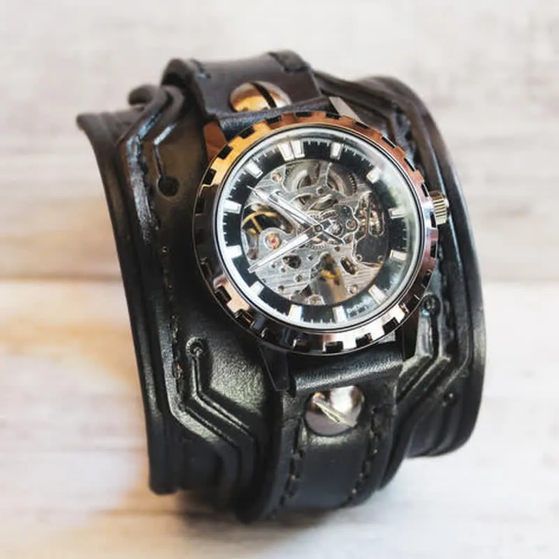 Men's Punk Steampunk Style Cuff Watch