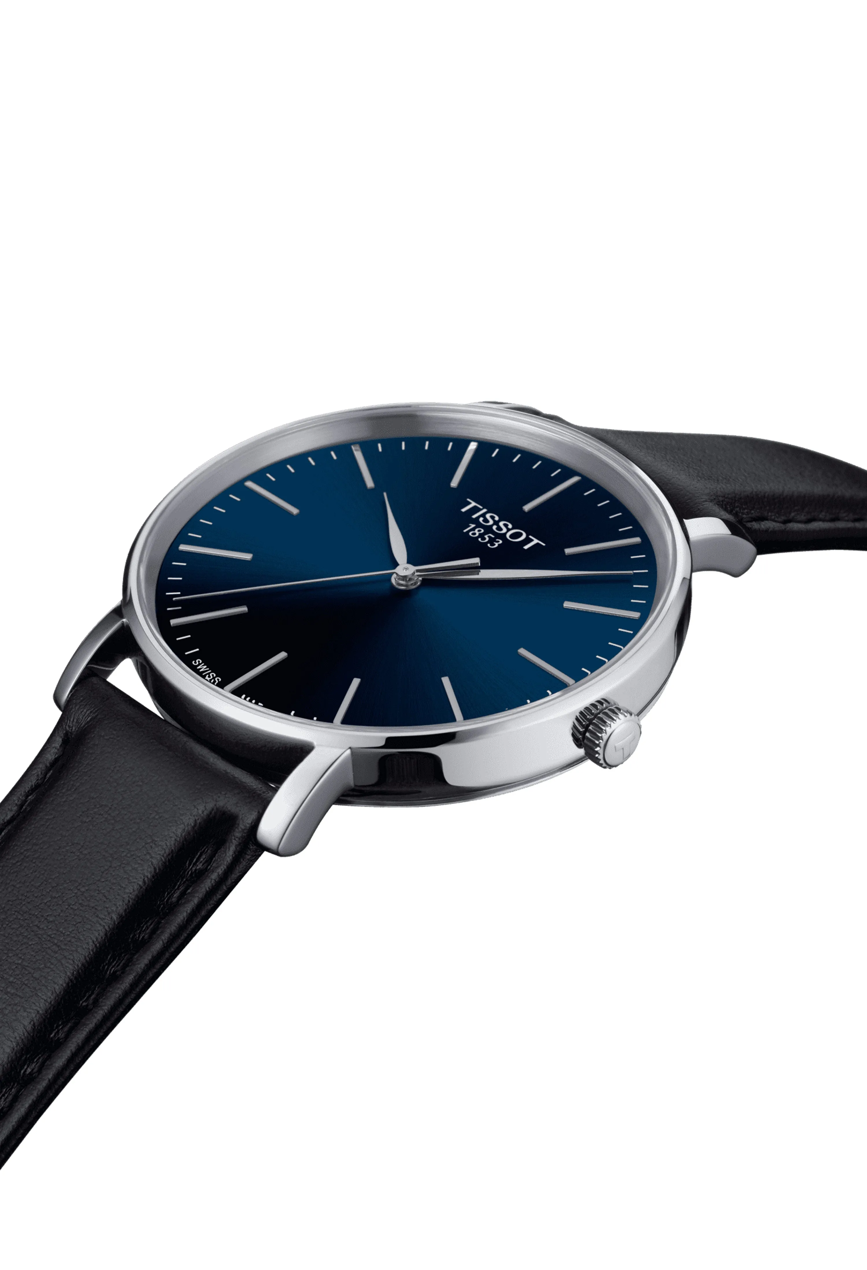 Mens Tissot Everytime Blue Dial Strap Watch Stainless Steel