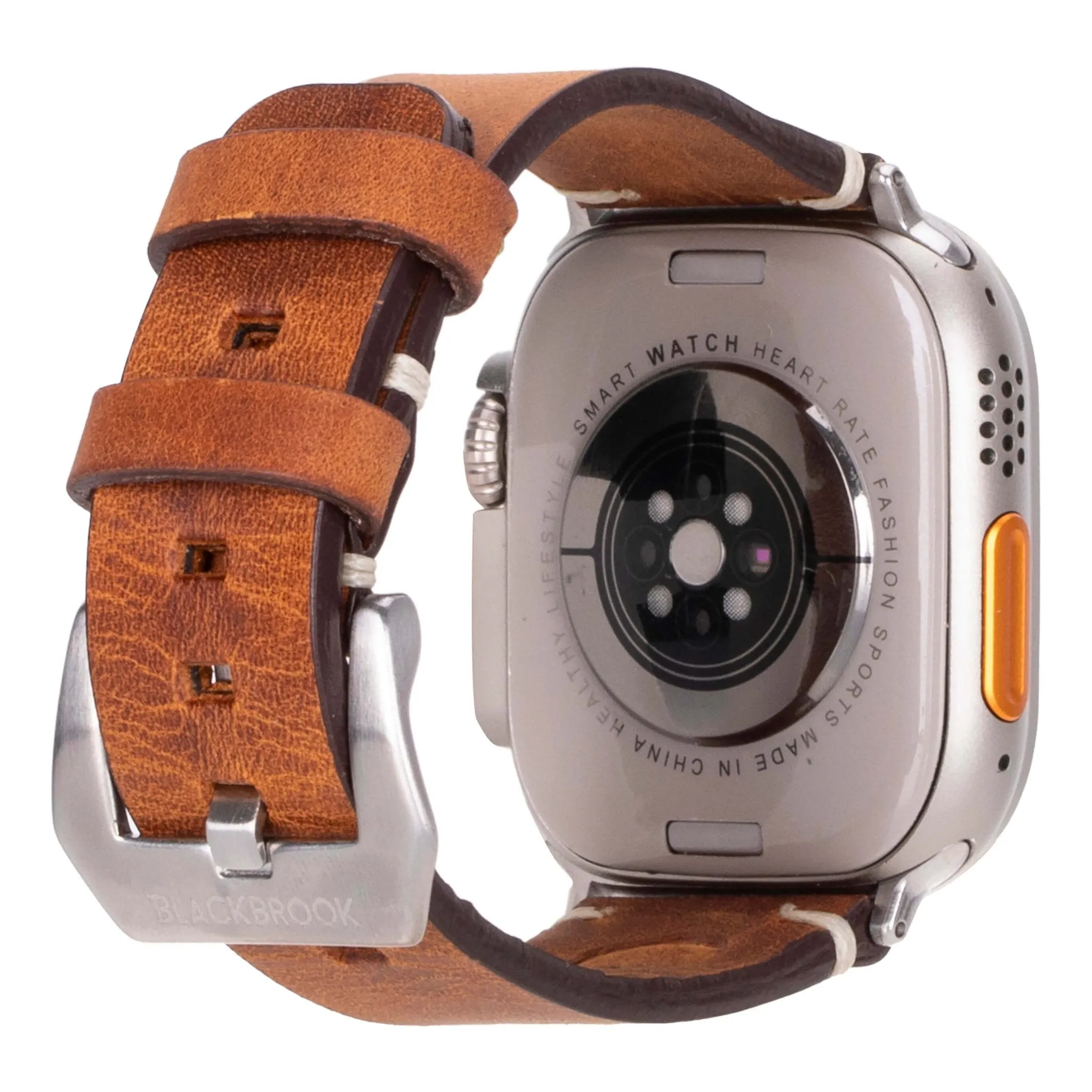 Modern Newport Band for Apple Watch Ultra 49mm, Golden Brown, Silver Hardware