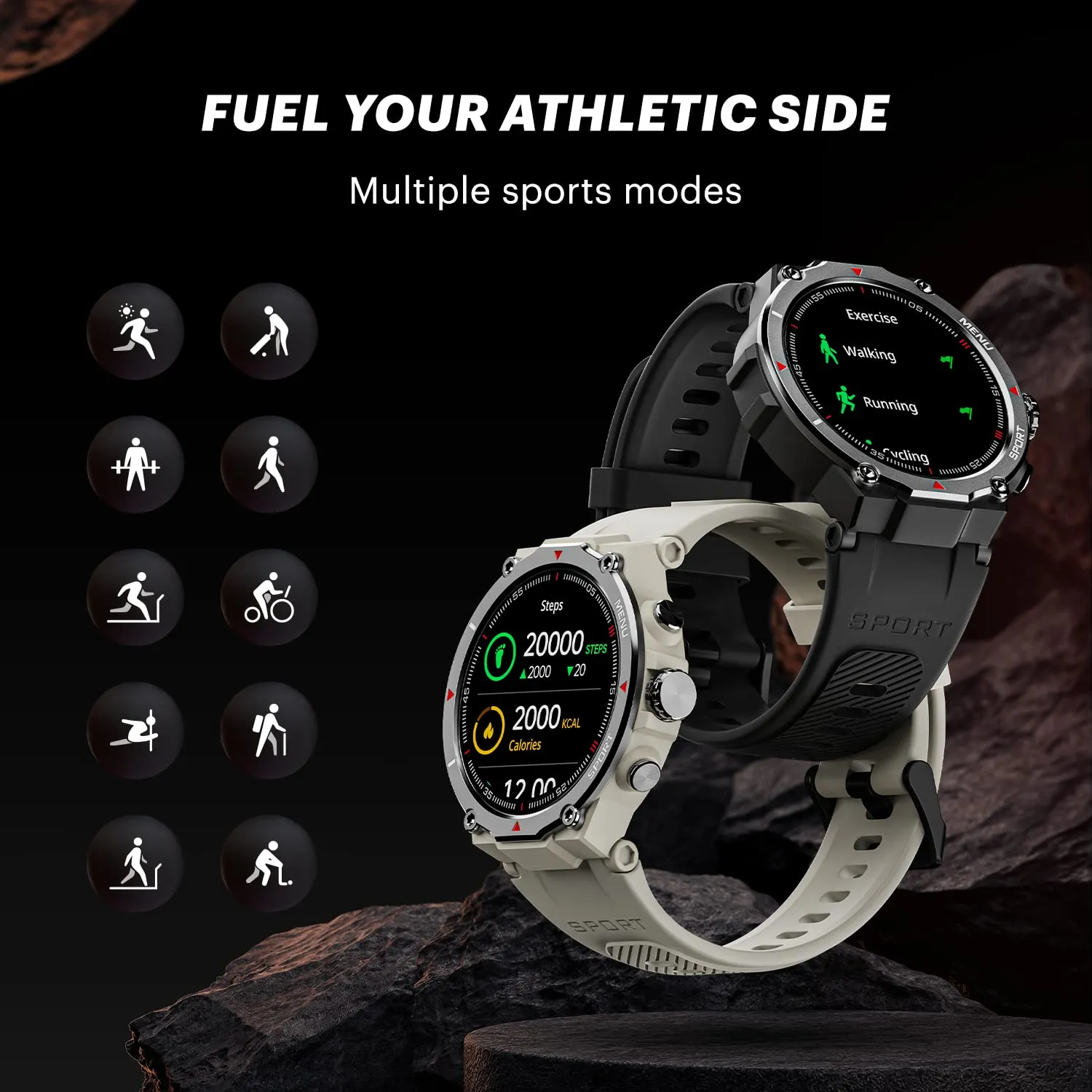Noise Force Rugged & Sporty 1.32" Bluetooth Calling Smart Watch, 550 NITS, 7 days battery, AI voice assistance, Smart Watch for Men