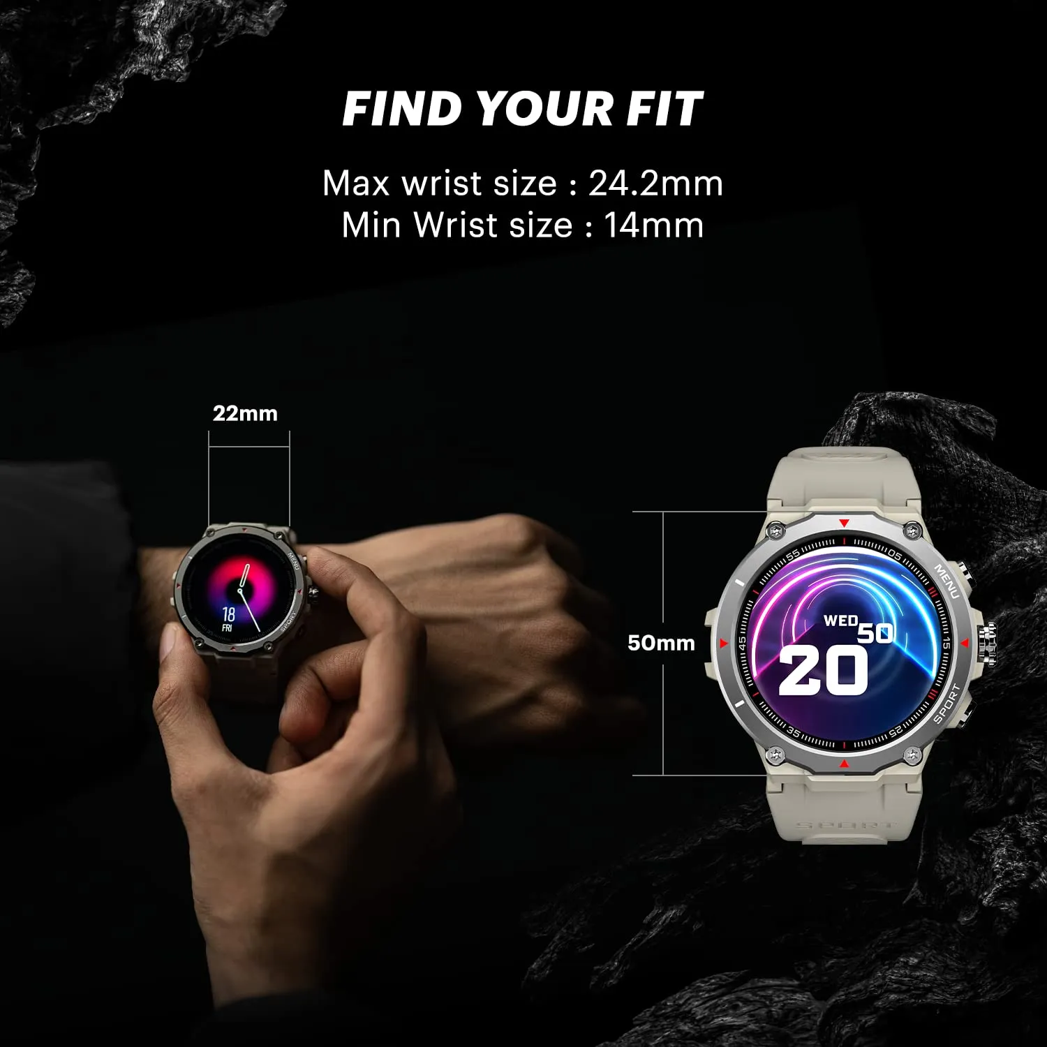 Noise Force Rugged & Sporty 1.32" Bluetooth Calling Smart Watch, 550 NITS, 7 days battery, AI voice assistance, Smart Watch for Men