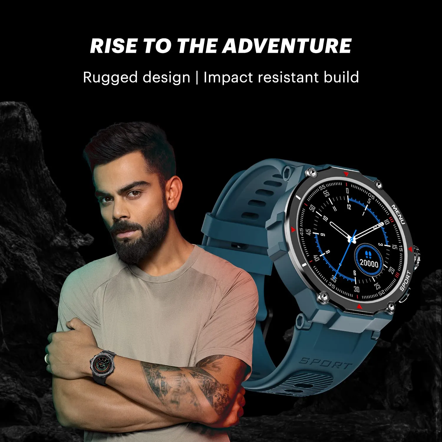 Noise Force Rugged & Sporty 1.32" Bluetooth Calling Smart Watch, 550 NITS, 7 days battery, AI voice assistance, Smart Watch for Men