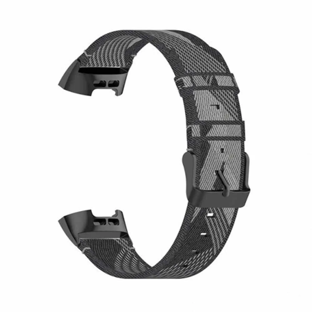 Nylon Band for Fitbit Charge 3/SE/4 - Black stripe