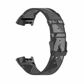 Nylon Band for Fitbit Charge 3/SE/4 - Black stripe