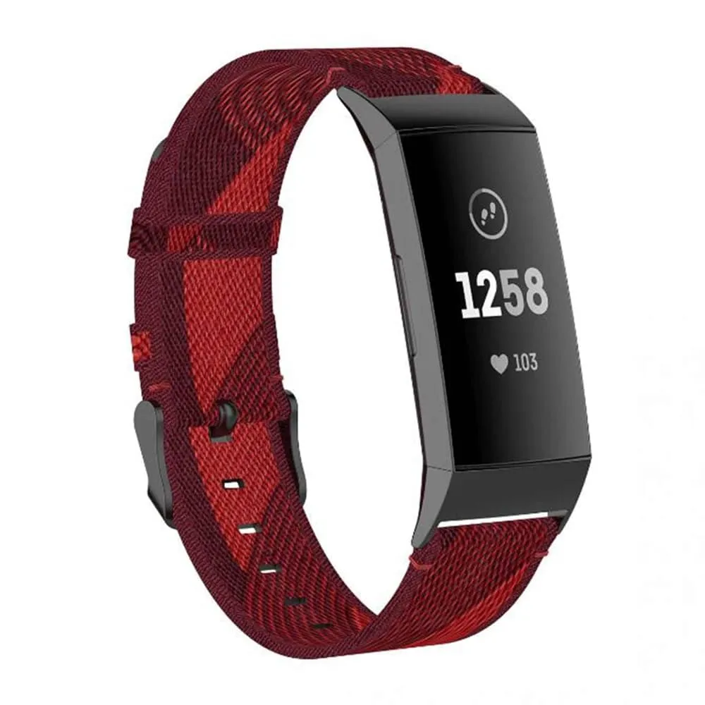 Nylon Band for Fitbit Charge 3/SE/4 - Red stripe