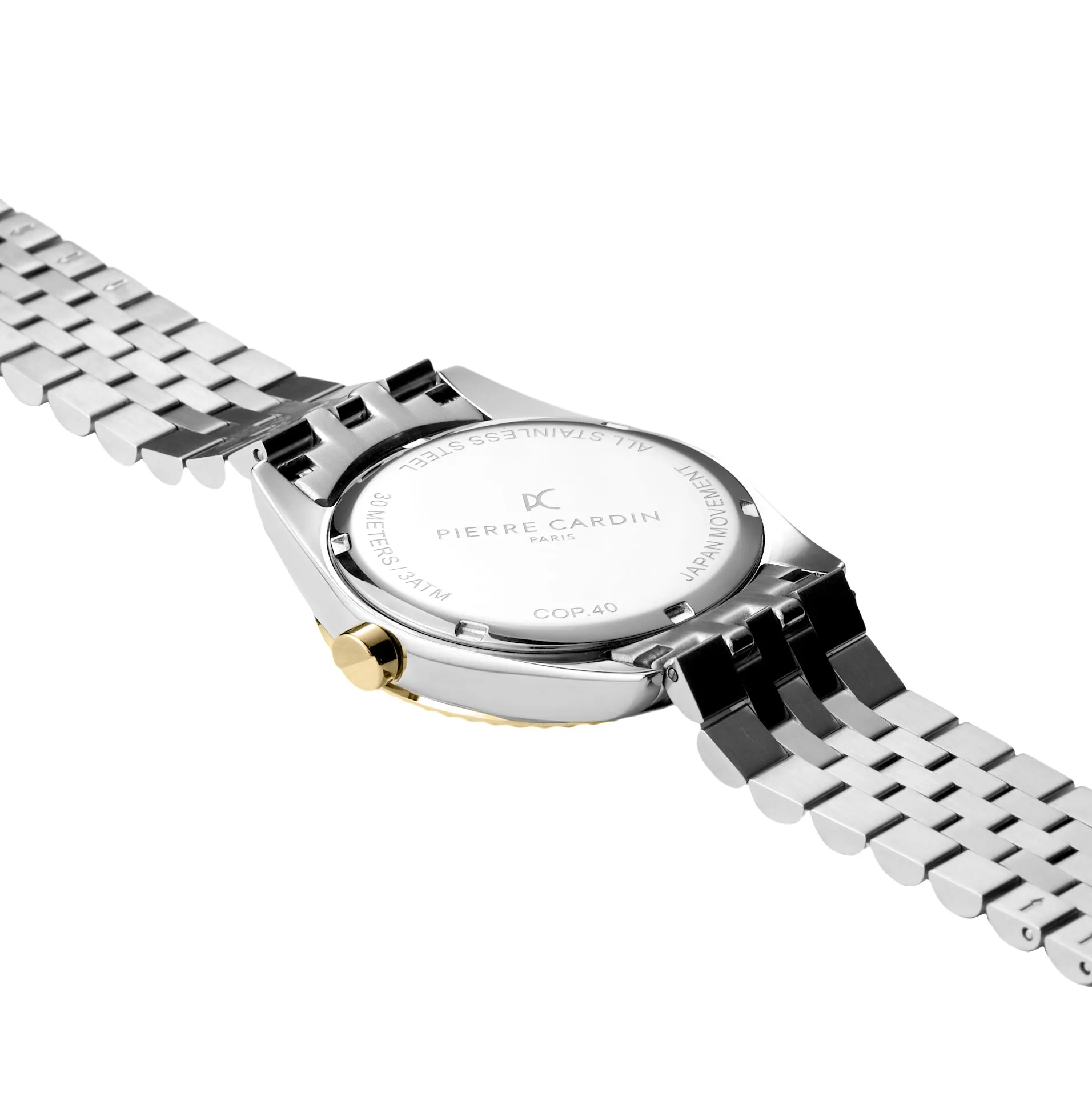 Opera Two tone Stainless Steel and Yellow Gold Date Watch with Fluted Bezel and Blue Dial