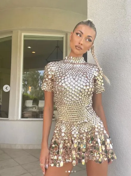 Party Outfit Bodysuit Metallic Mini Dress Party Dress
