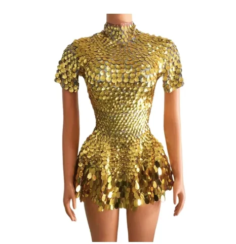Party Outfit Bodysuit Metallic Mini Dress Party Dress