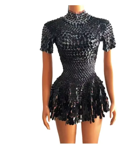 Party Outfit Bodysuit Metallic Mini Dress Party Dress