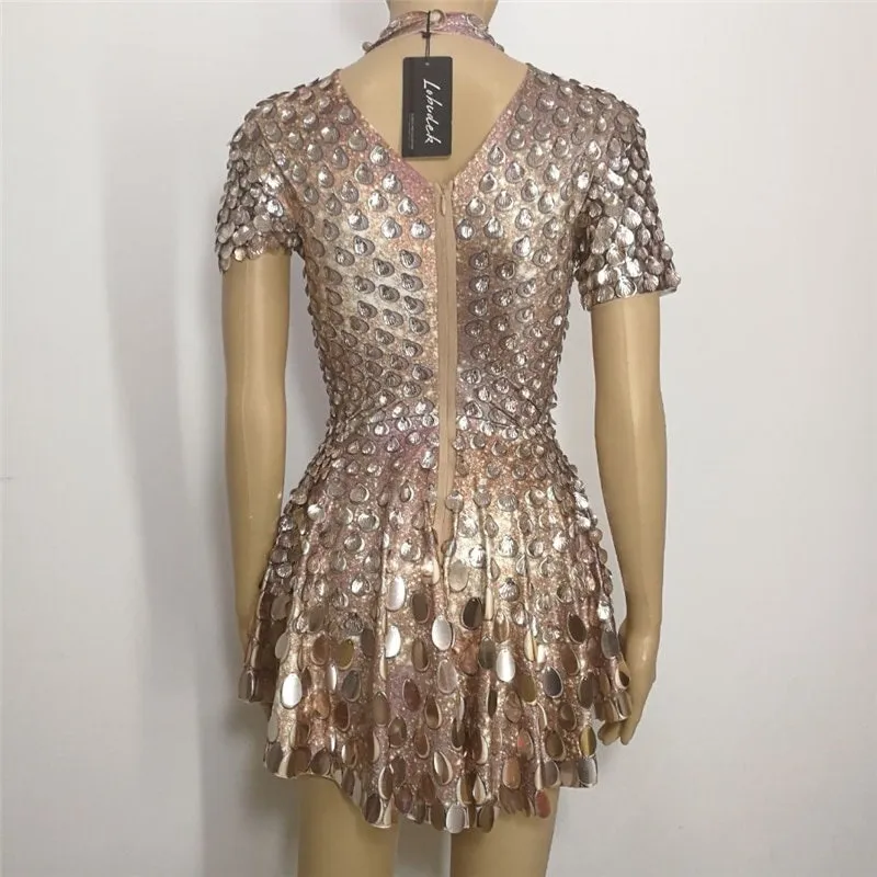 Party Outfit Bodysuit Metallic Mini Dress Party Dress