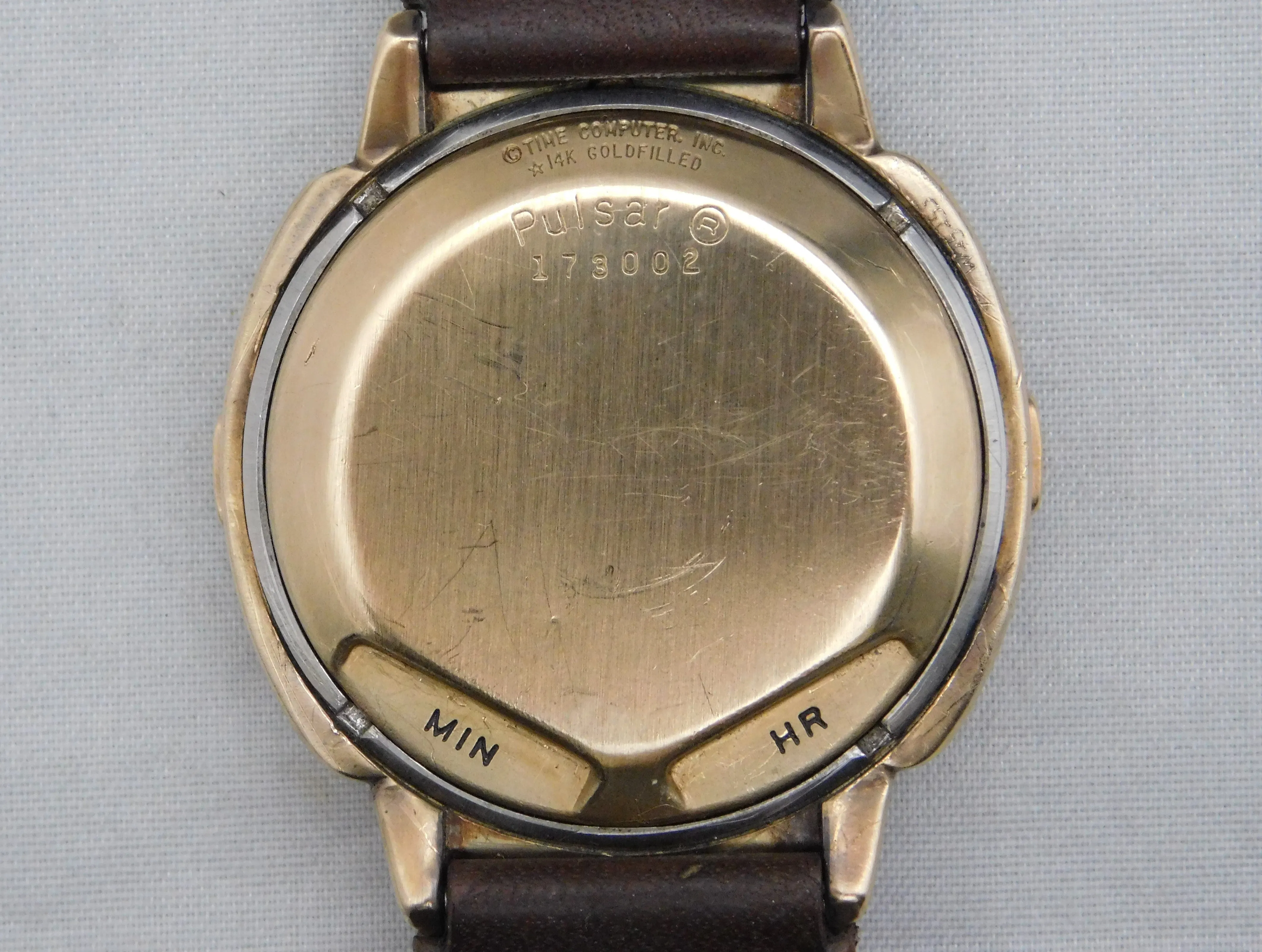 Pulsar Time Computer P3 Date Command 1973 14k Gold Filled Mens Watch....38mm
