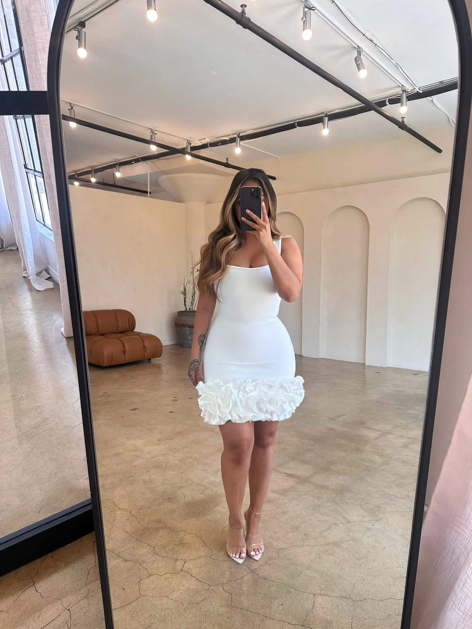 "Callie" Peplum Bandage Dress - White