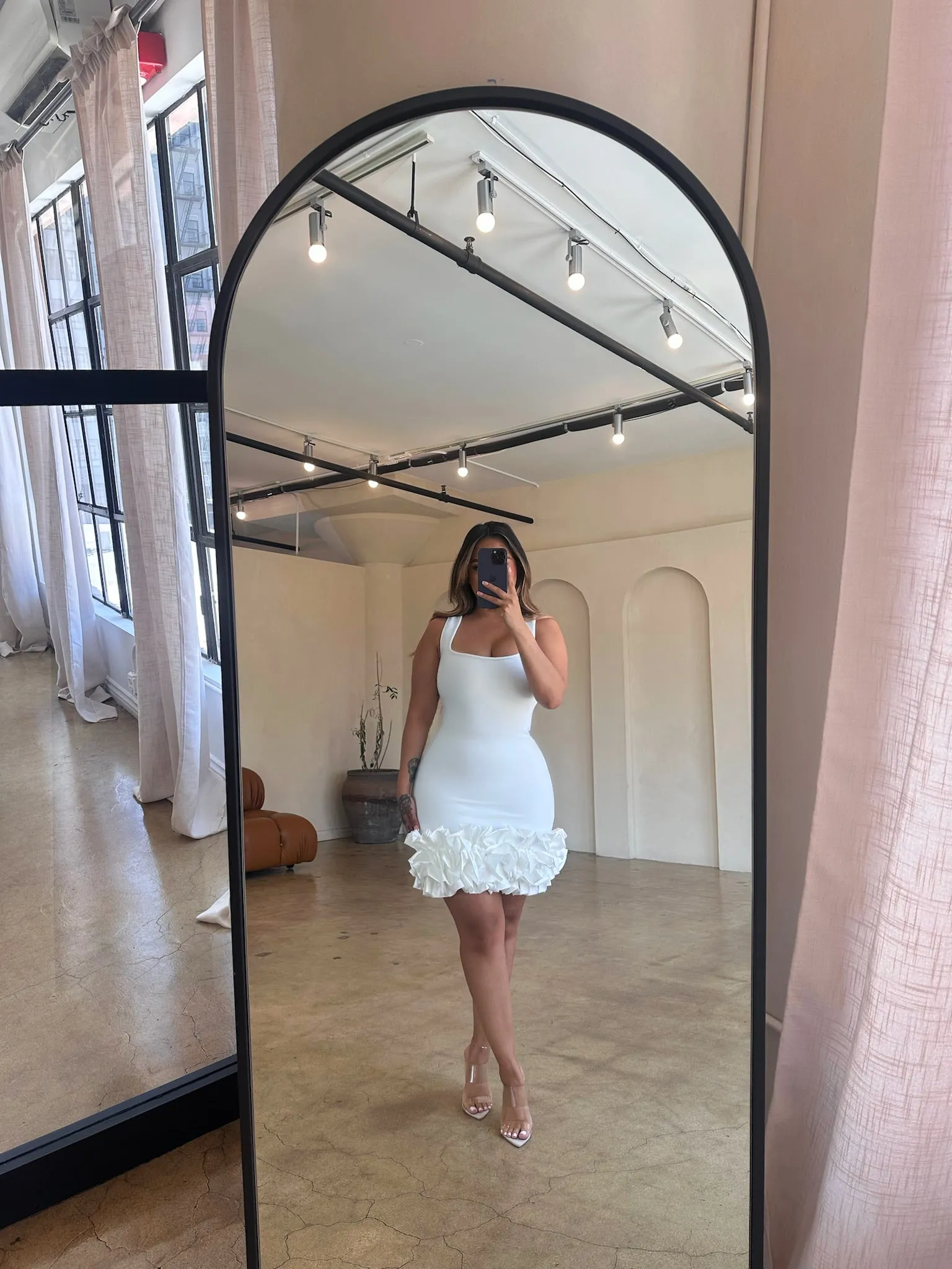"Callie" Peplum Bandage Dress - White