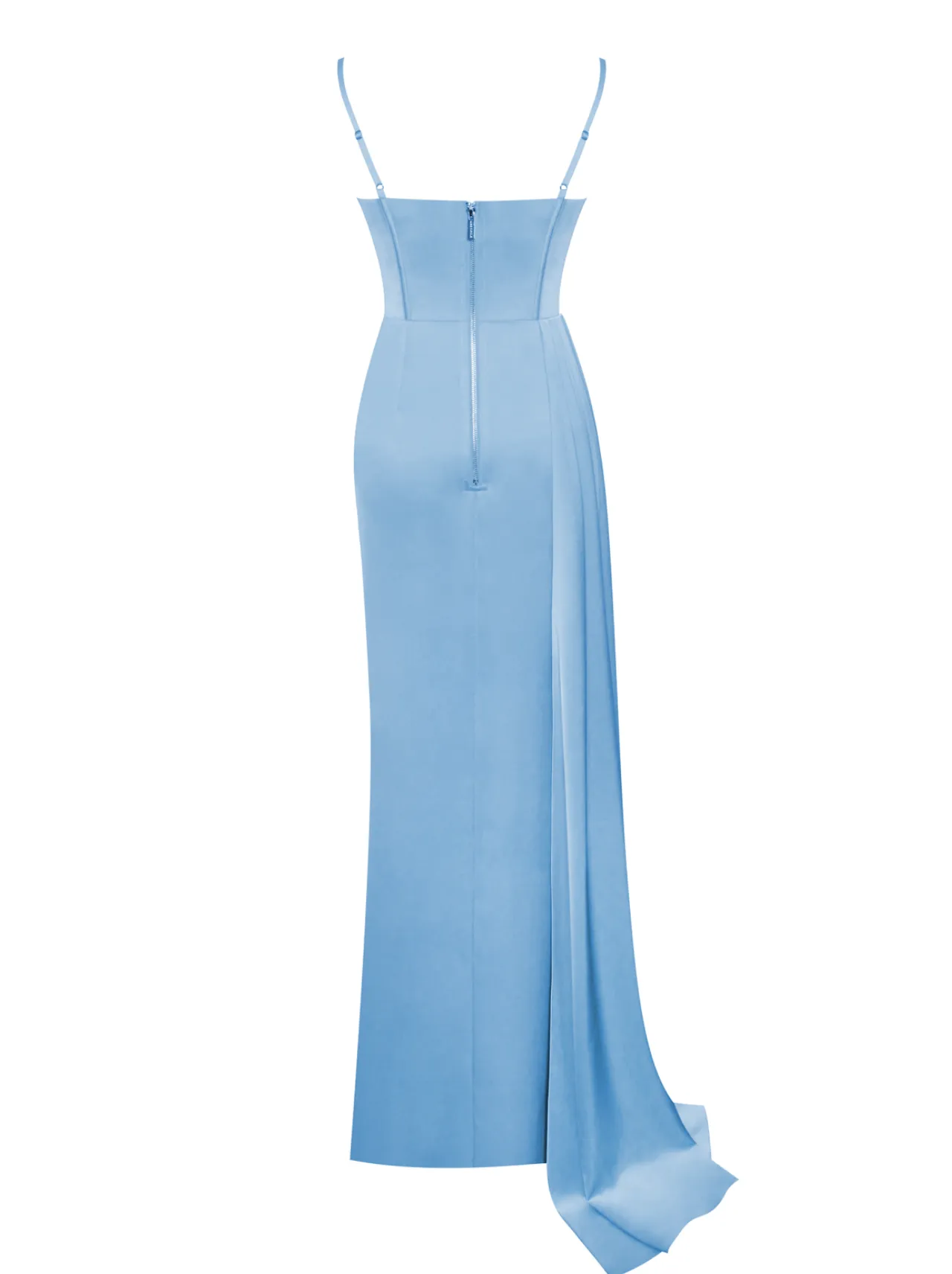 "Esme" Corset Front Slit Satin Gown- Red