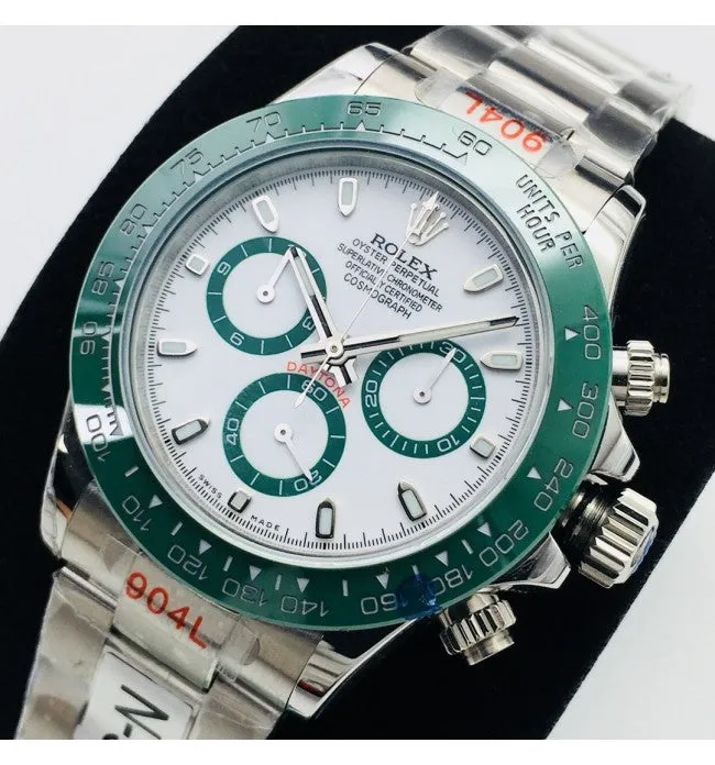 ROLEX Ceramic COSMOGRAPH Daytona Automatic Panda Green Chronograph White Dial Watch With Stainless Steel Strap Men's Watch RLX-B116500GC