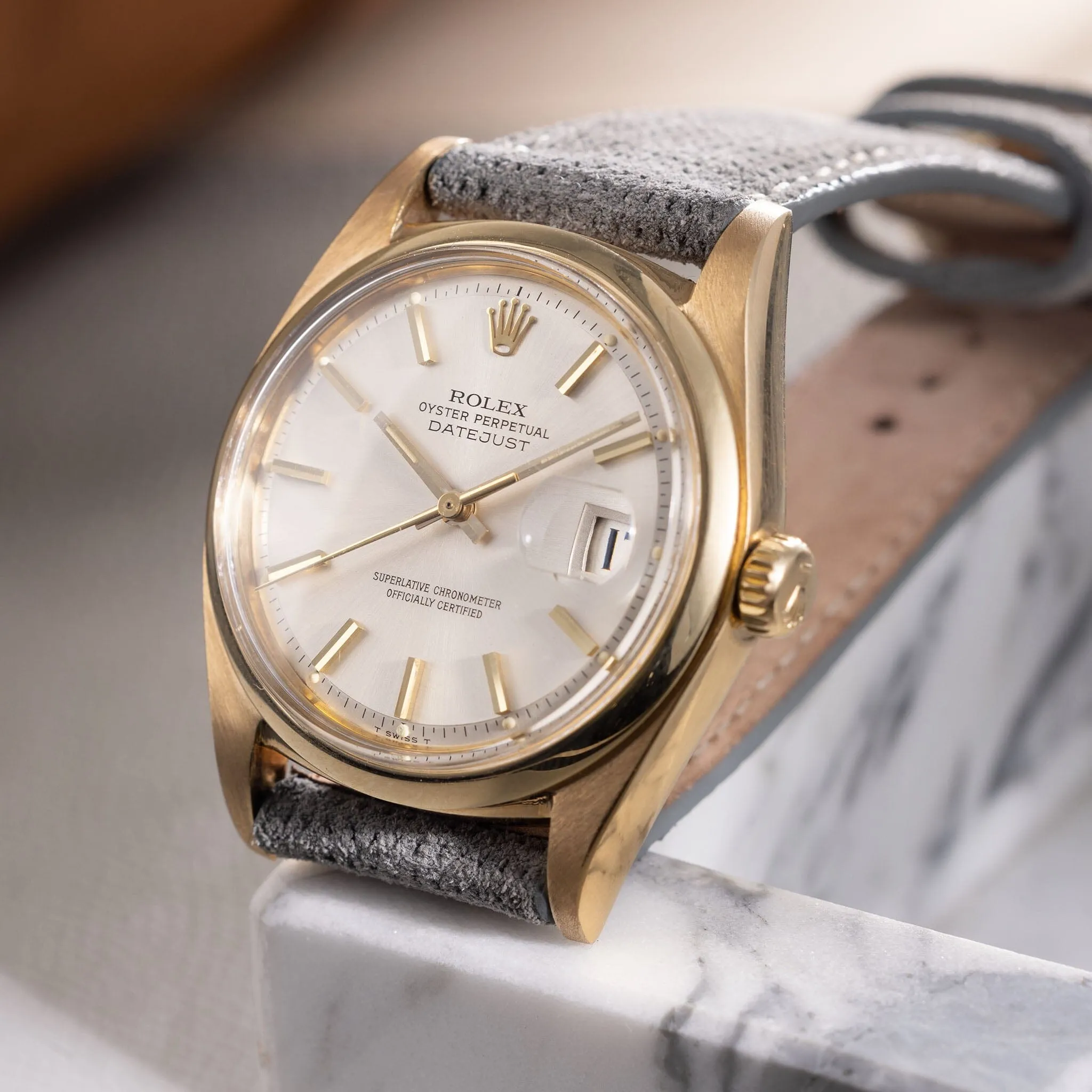 Rolex Datejust 18kt Yellow Gold Silver Dial Ref 1600
