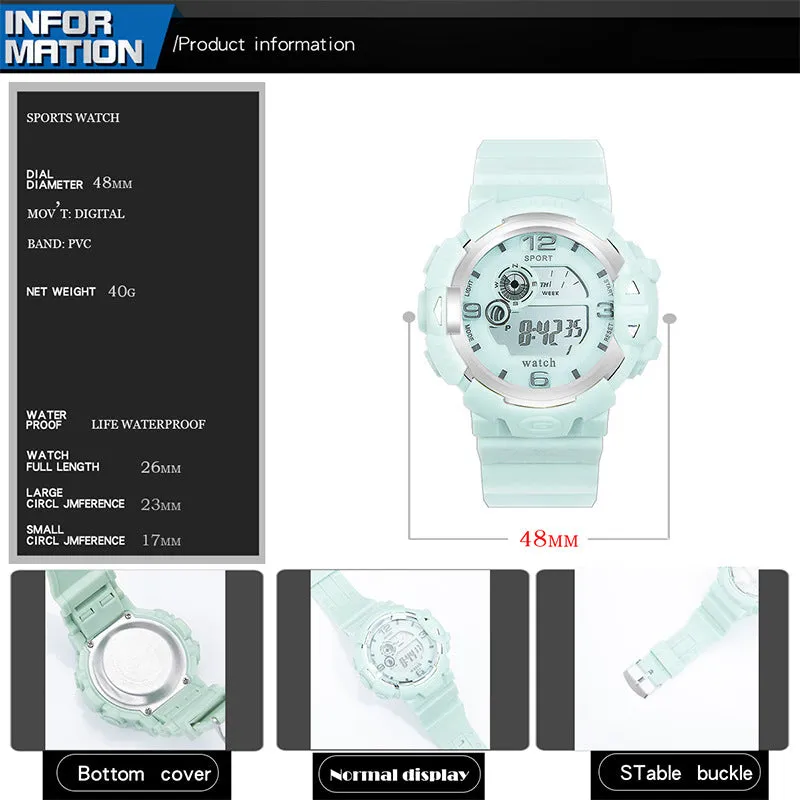Sidiou Group Dropshipping Fashion Women's Simple Sports Waterproof Luminous Electronic Digital Watch Multifunction Student Alarm Wristwatch