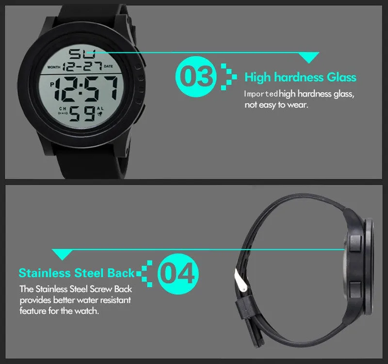 Sidiou Group Fashion LED 50m Waterproof Men's Digital Wristwatches Automatic Date Outdoor Sports Watch Male Smart Business Electronic Watches