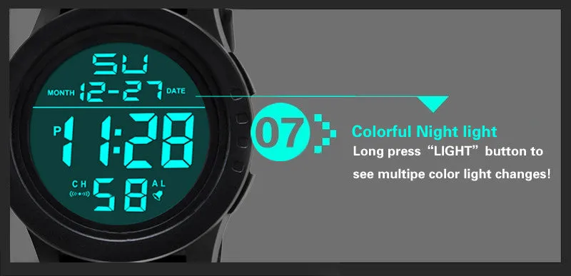 Sidiou Group Fashion LED 50m Waterproof Men's Digital Wristwatches Automatic Date Outdoor Sports Watch Male Smart Business Electronic Watches