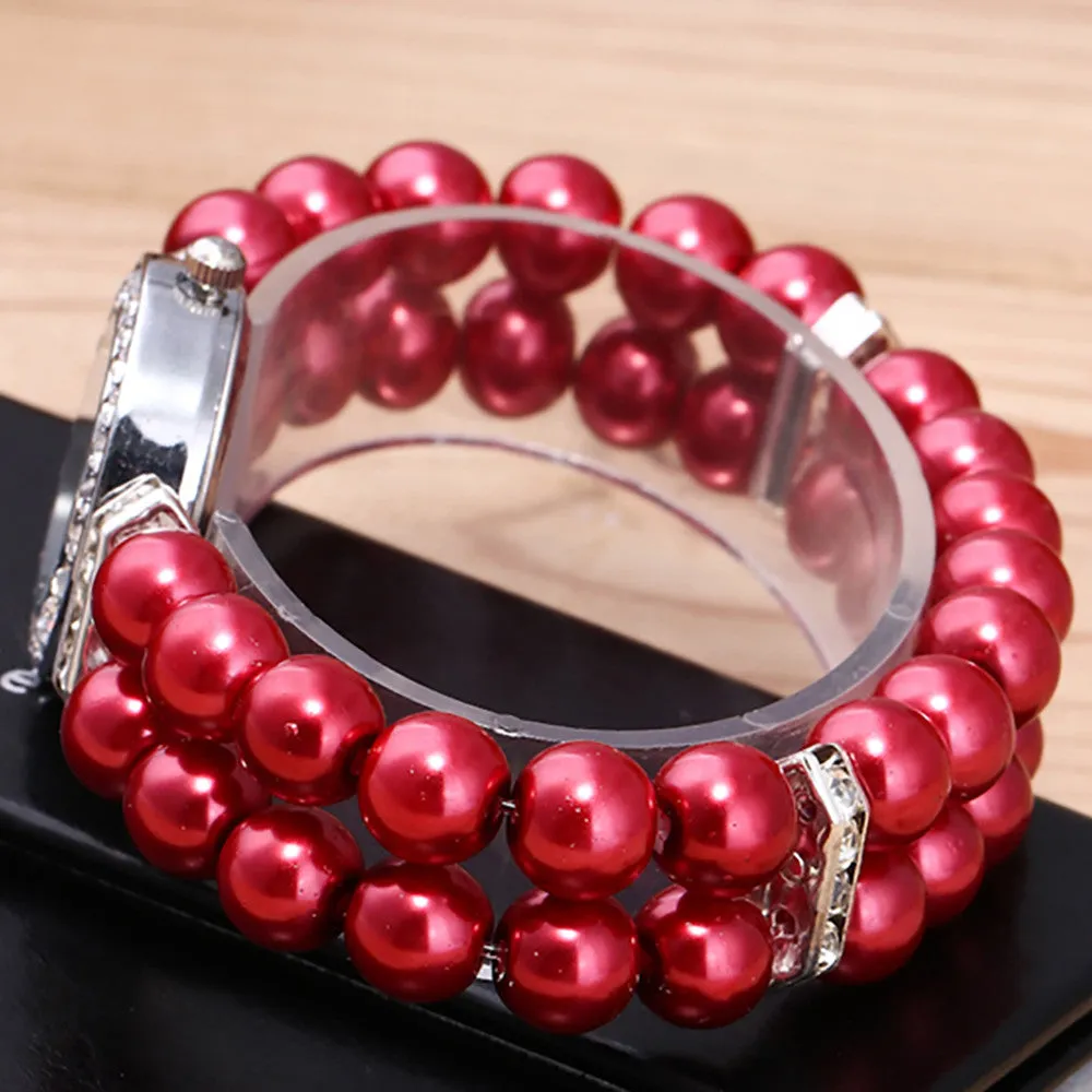 Sidiou Group Women Watches Simulated Pearl Rhinestone Luxury Elegant Wrist Band Bracelet Jewelry Gifts Promotional Watch Ladies Quartz Watch