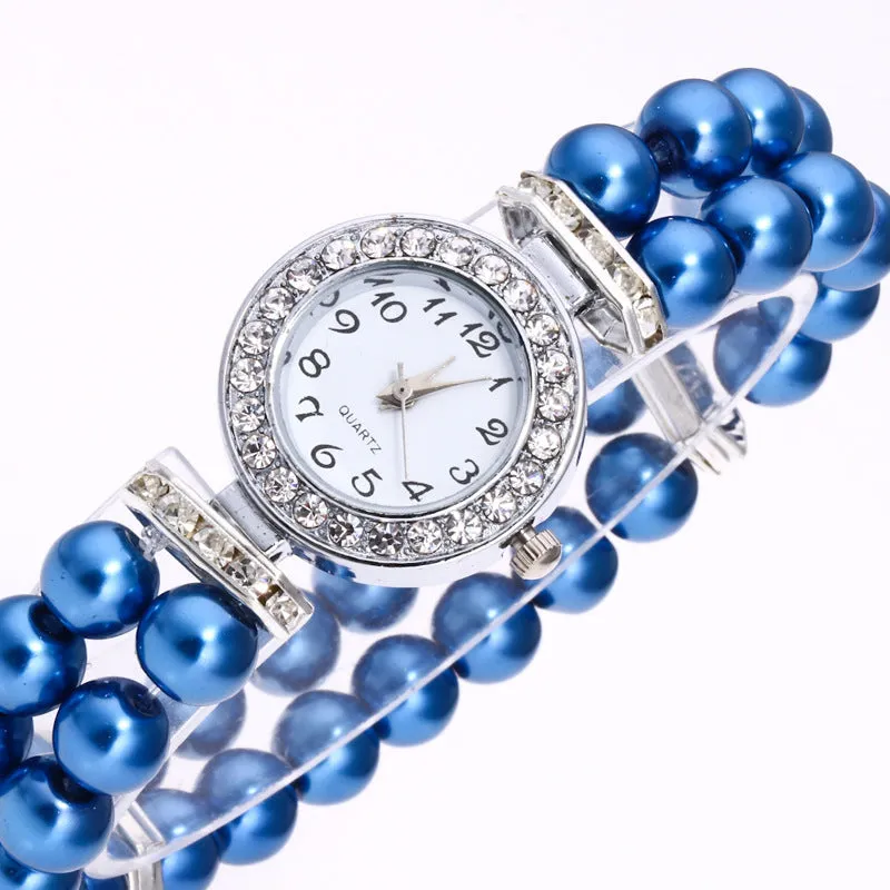 Sidiou Group Women Watches Simulated Pearl Rhinestone Luxury Elegant Wrist Band Bracelet Jewelry Gifts Promotional Watch Ladies Quartz Watch