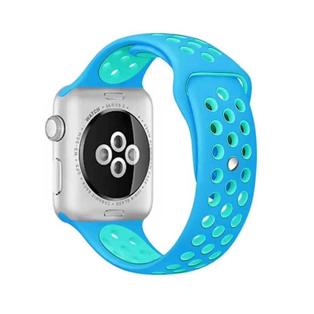 Silicone Strap for 38/40/41mm Apple iWatch (S/M) - Blue & Frost Blue