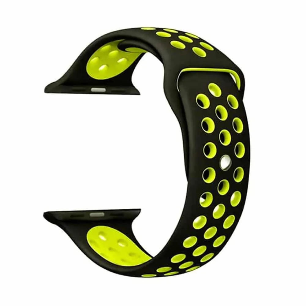 Silicone Strap for 38/40/41mm Apple Watch (S/M) - Black & Yellow