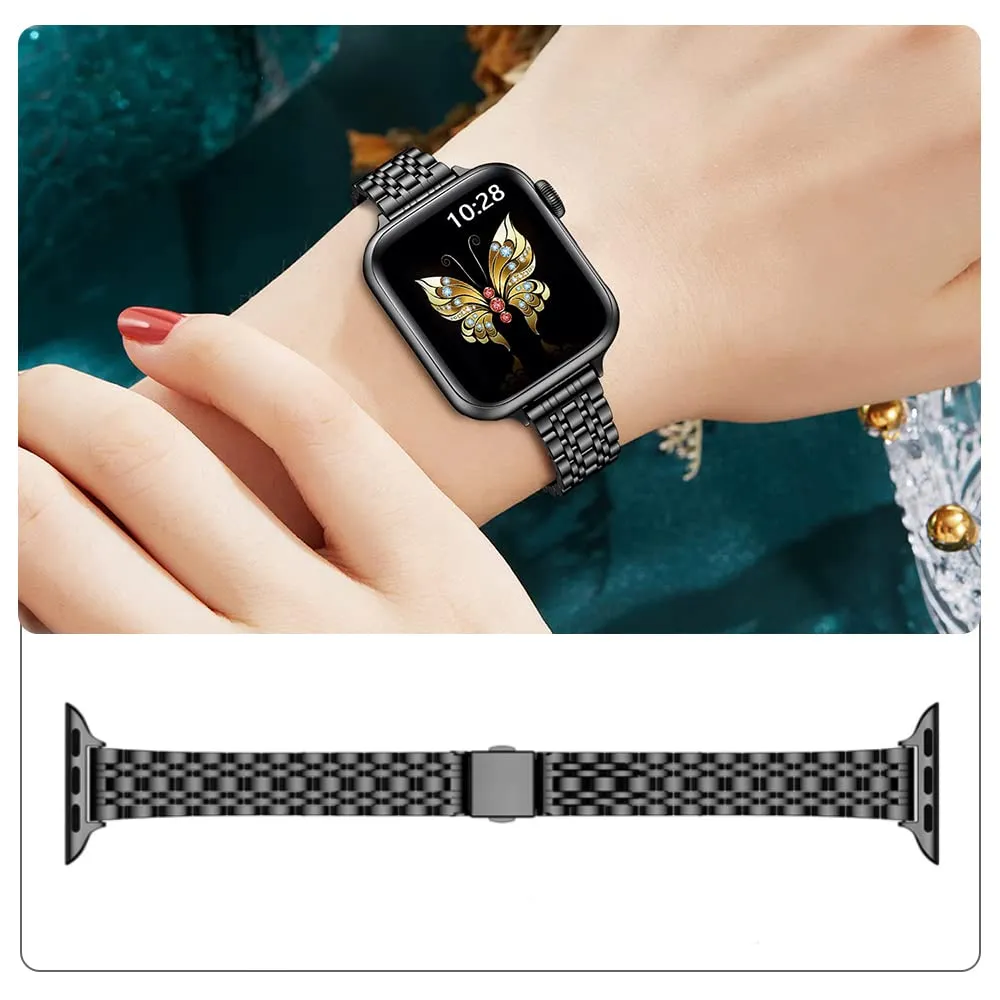 Slim Metal Straps For Apple Watch Band 42mm 44mm 45mm 49mm - Silver