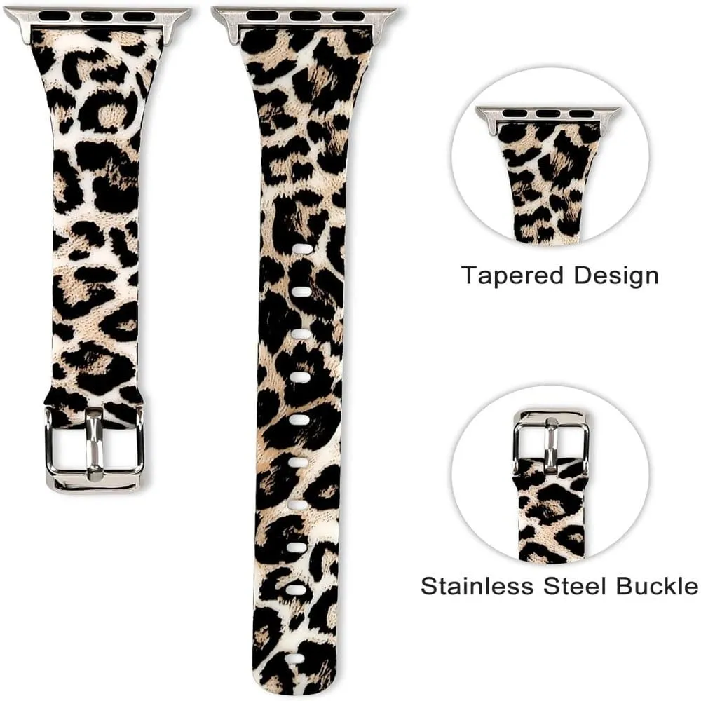 Slim Style Silicone Strap for 38/40/41mm Apple Watch- Leopard- S/M