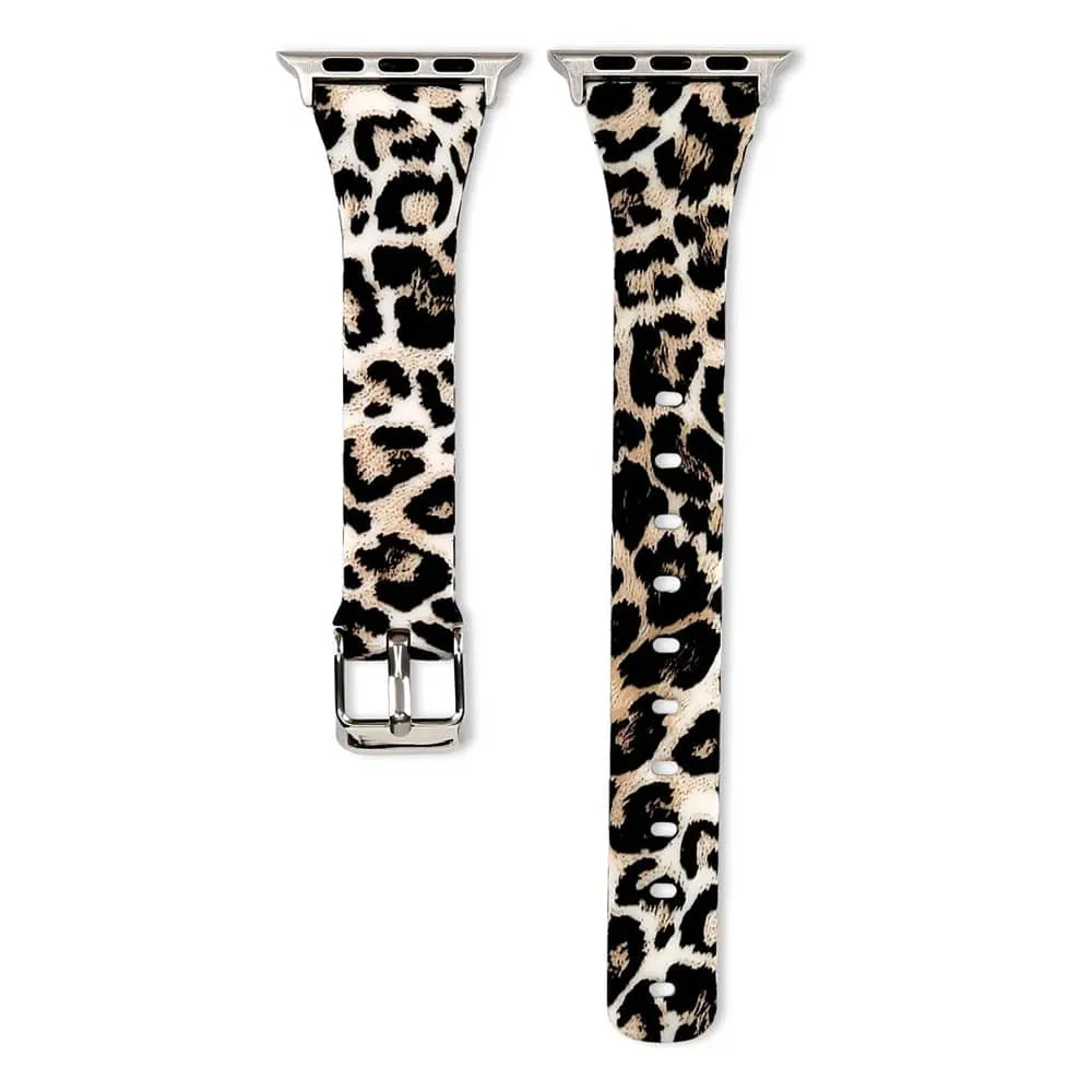 Slim Style Silicone Strap for 38/40/41mm Apple Watch- Leopard- S/M