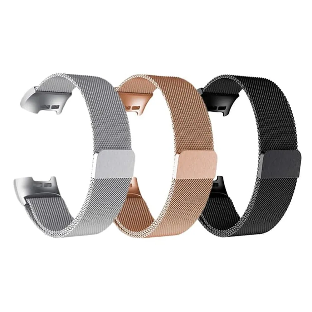 Stainless Steel Milanese Loop Strap Fitbit Charge 3/4, Sense M/L Black