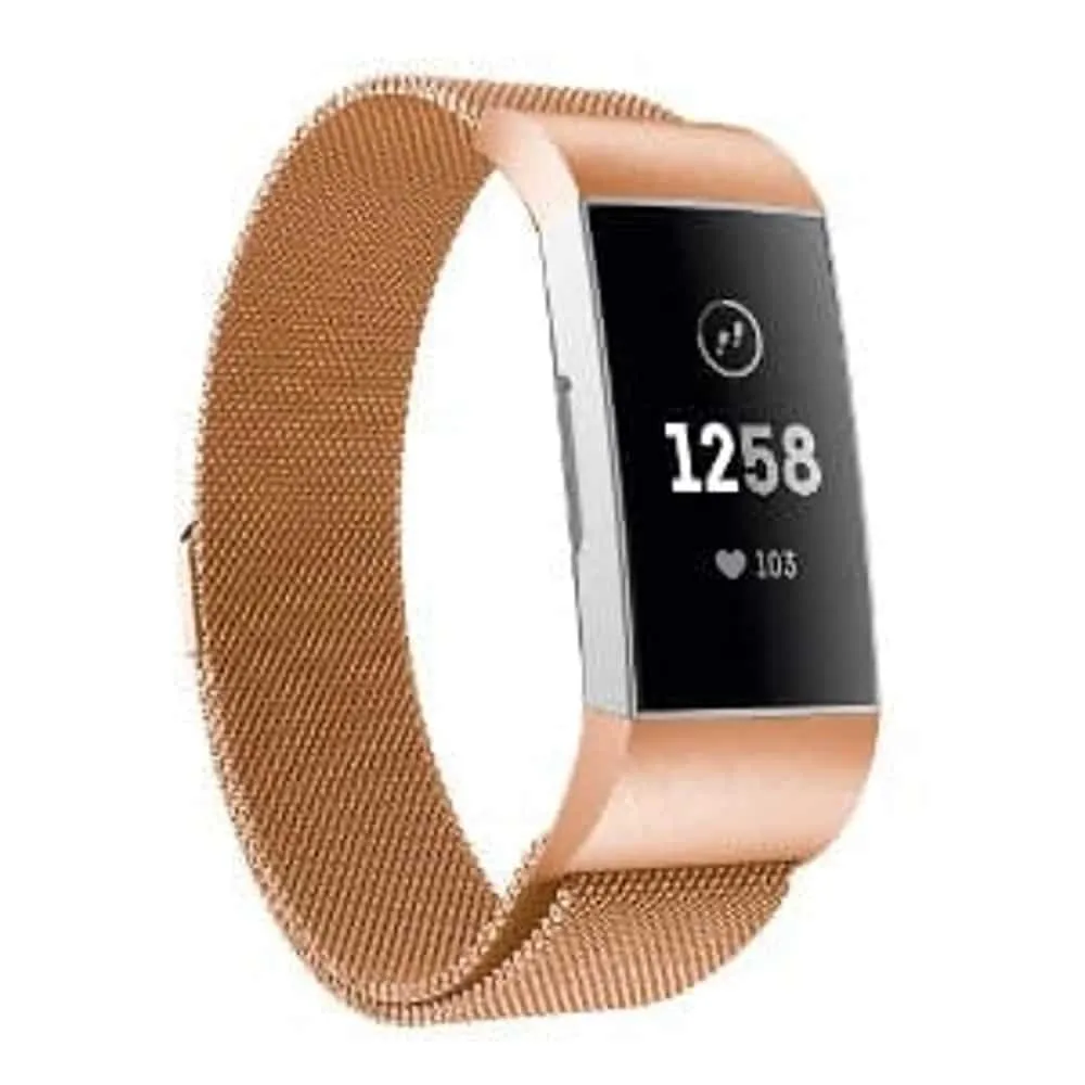 Stainless Steel Milanese Loop Strap Fitbit Charge 3/4, Sense M/L Black