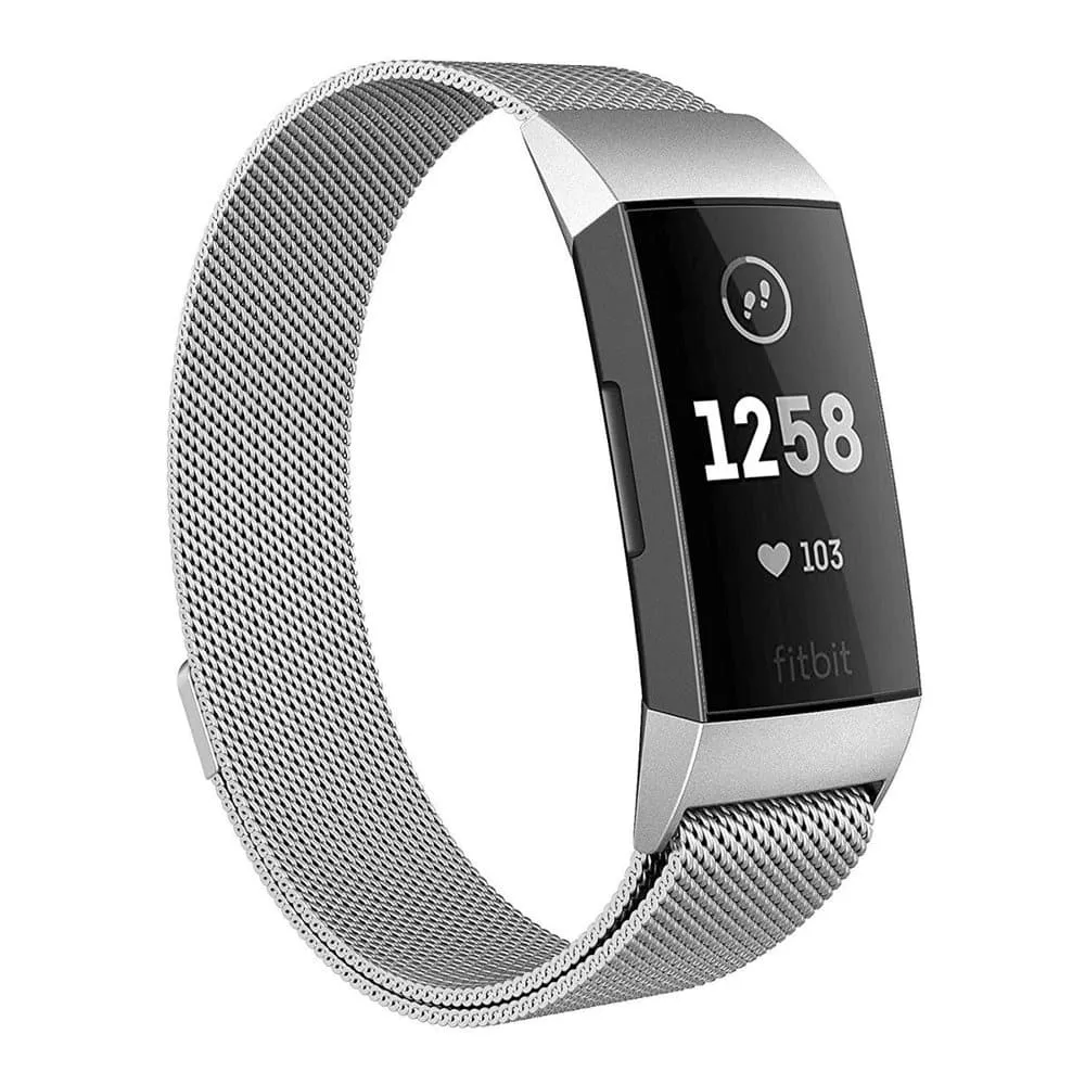 Stainless Steel Milanese Loop Strap Fitbit Charge 3/4, Sense M/L Black