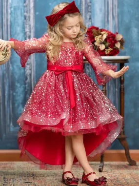Starry Skies Cranberry Hi-Lo Sparkle Dress