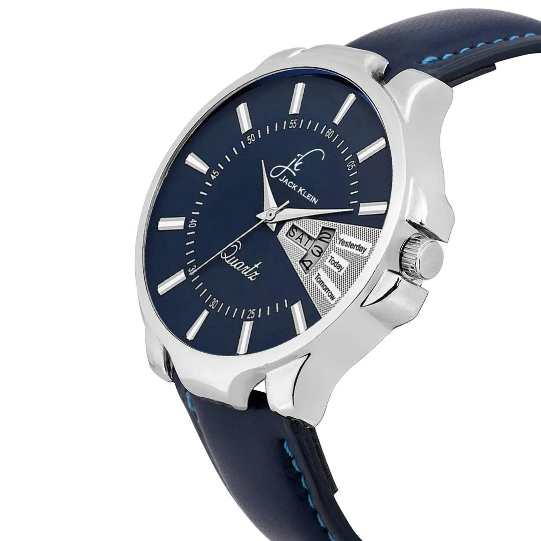 Stylish Blue Dial  Blue Strap With Day and Date Working Multi Function Watch Product-2437348