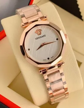 Stylish Multi Color Rose Gold New Stylish Branded Women's Watch For Women And Girls Rose Gold Dial Ver-99
