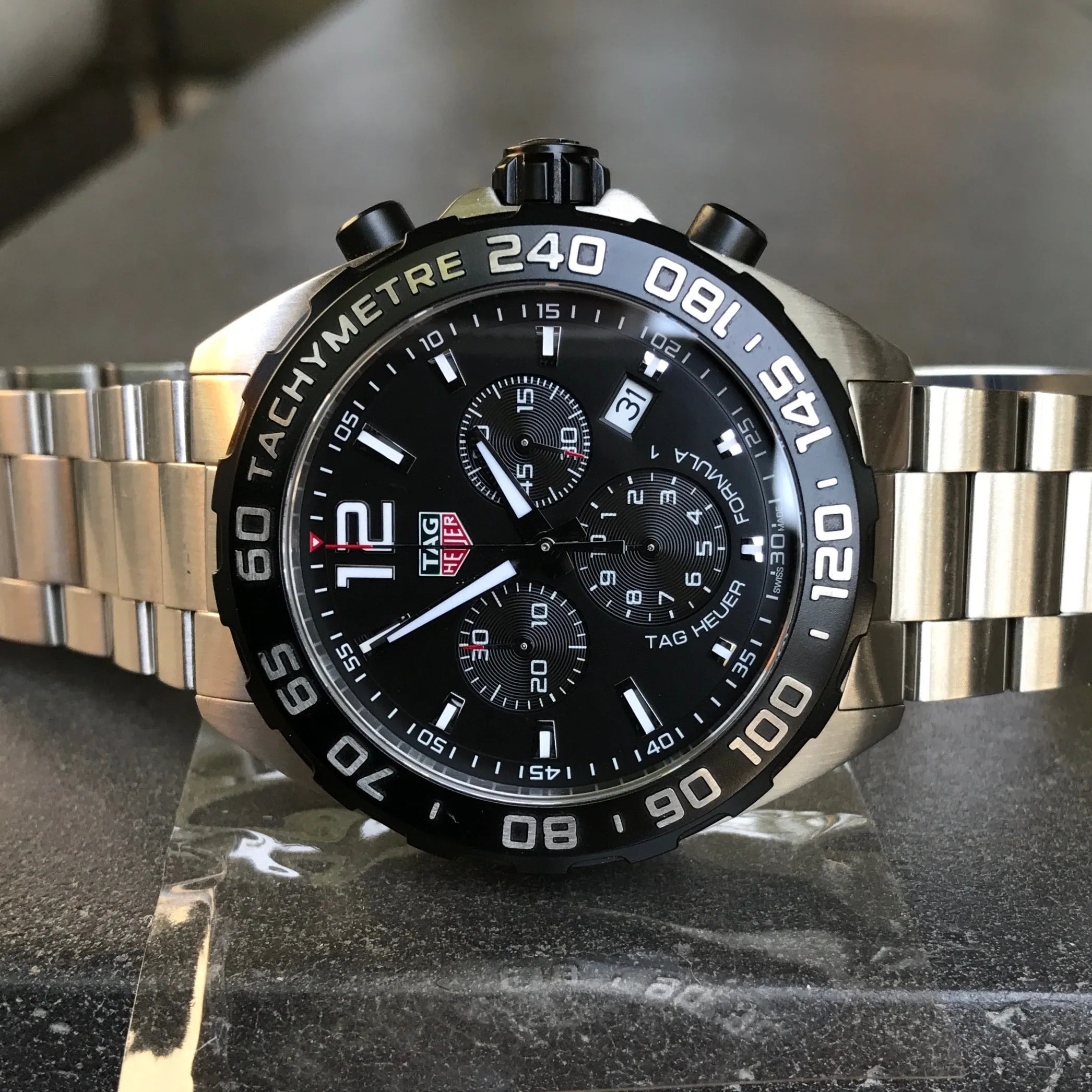 TAG Heuer Formula 1 CAZ1010 Chronograph Stainless Steel Quartz 44mm Wristwatch Box Papers