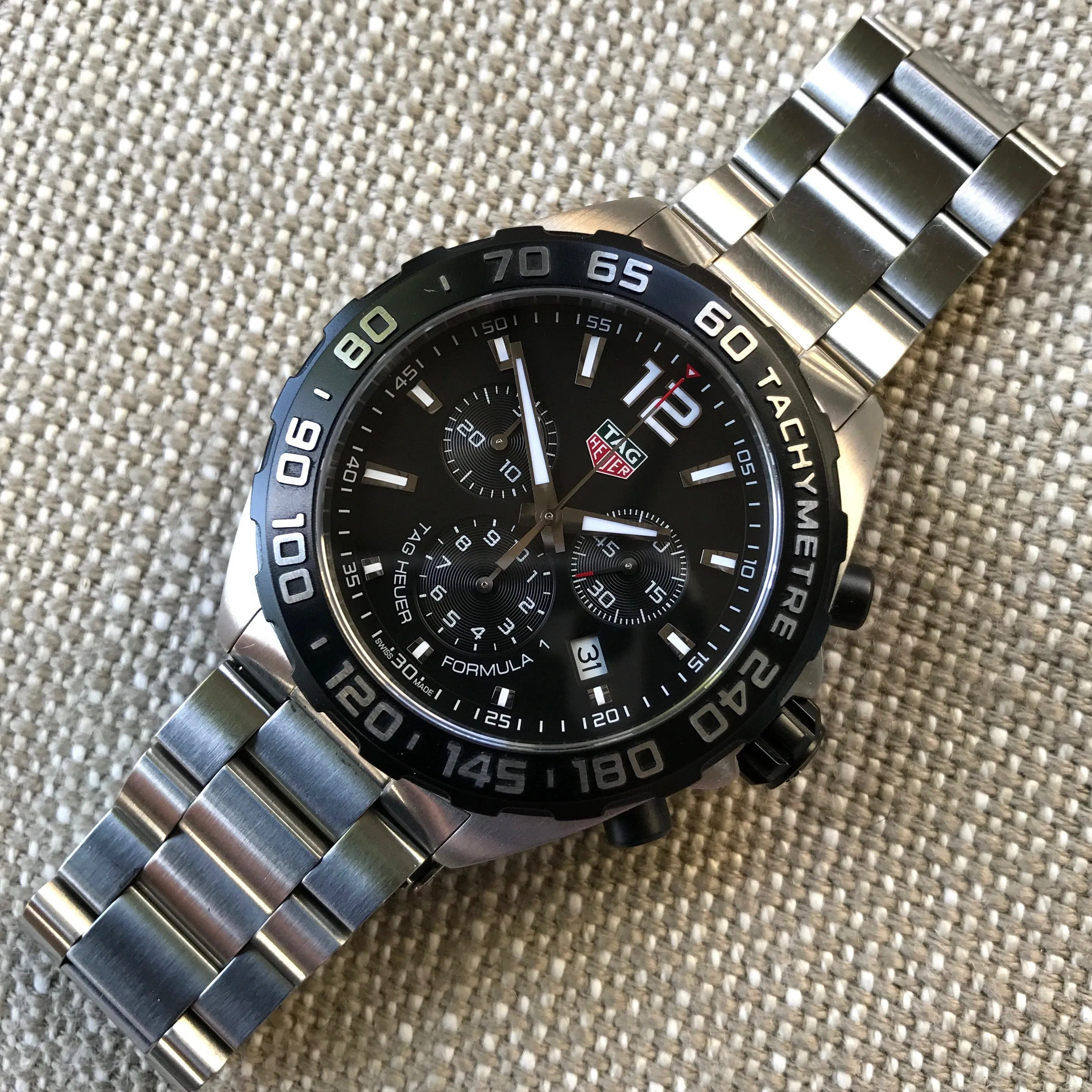 TAG Heuer Formula 1 CAZ1010 Chronograph Stainless Steel Quartz 44mm Wristwatch Box Papers