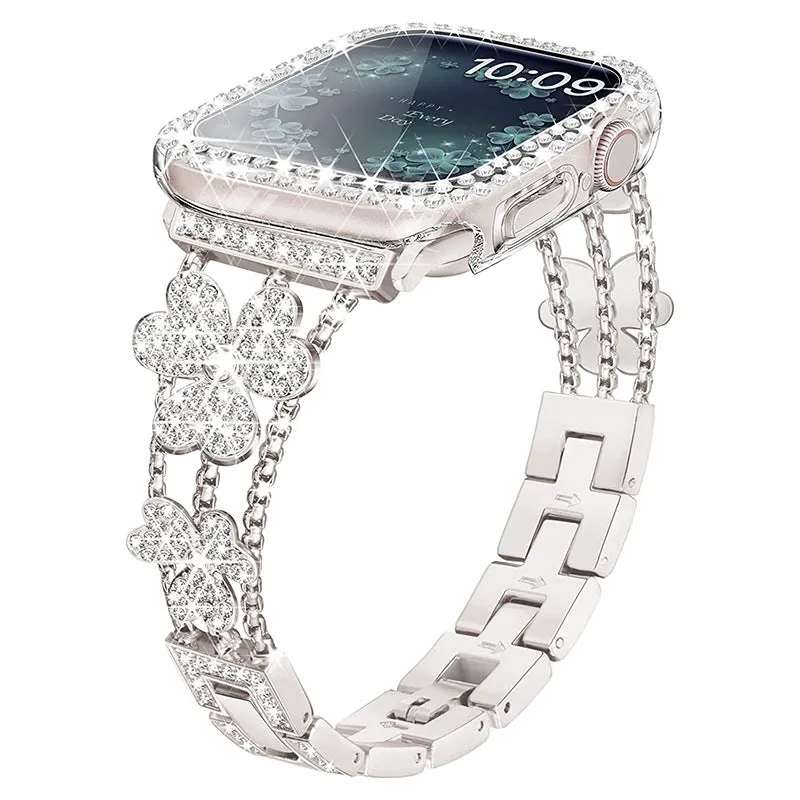 Tikband Stylish Clover Diamond Watch Band For Apple Watch