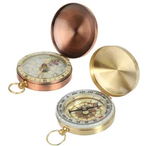 Vintage Pocket Watch Compass with Automatic Flip Lid for Outdoor Backpacking