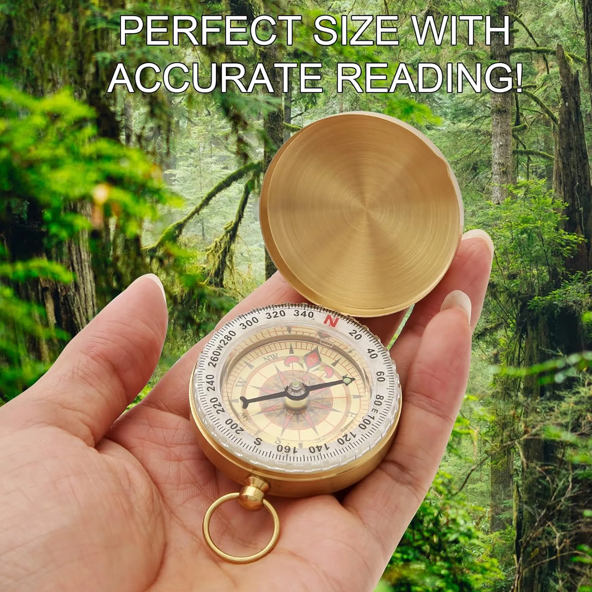 Vintage Pocket Watch Compass with Automatic Flip Lid for Outdoor Backpacking