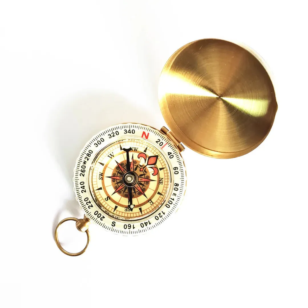 Vintage Pocket Watch Compass with Automatic Flip Lid for Outdoor Backpacking