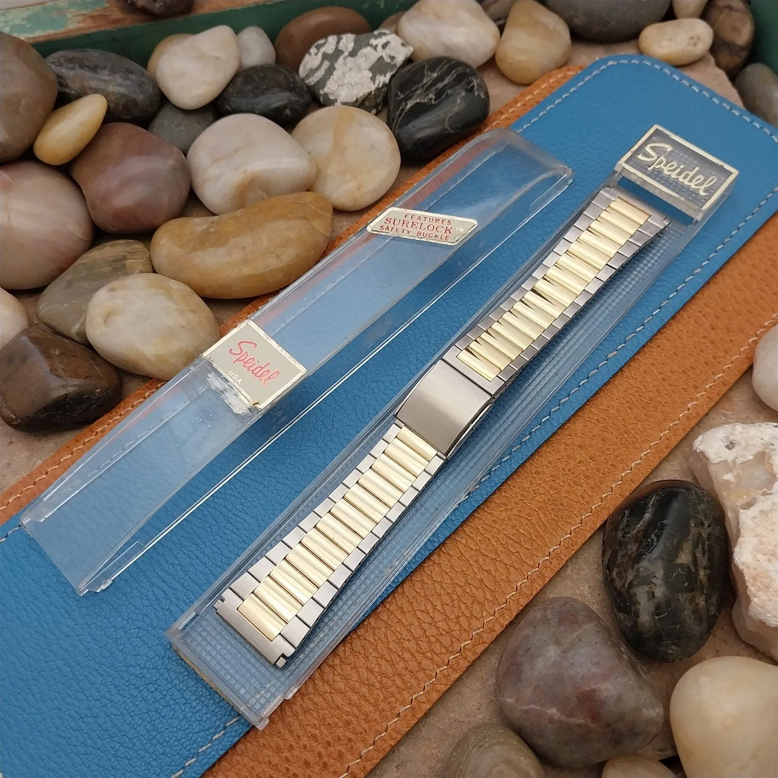 Vintage Speidel Stainless & Gold-Tone 18mm 19mm 20mm Classic 1970s Watch Band